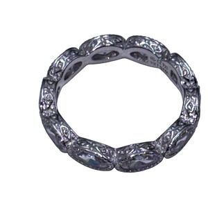 Judith Ripka 925 Sterling Silver Oval Cubic Zirconia Eternity Band Ring Size 6